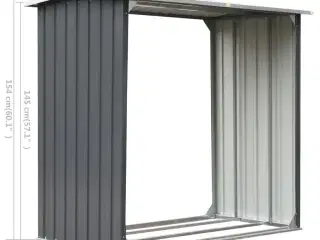 Brændeskur til haven galvaniseret stål 172 x 91 x 154 cm grå