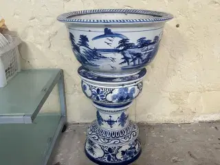 China Blue Garden krukke m. Piedestal