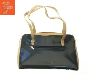 Sort og beige skuldertaske (str. 35x24 cm)