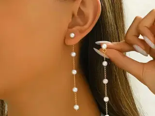* Lange perle-øreringe