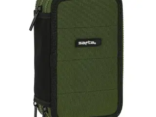 Penalhus tredobbelt Safta Dark Forest - sort/grøn, 36 dele