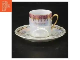 Porcelænskop og underkop med guldkant (str. H 5 cm)