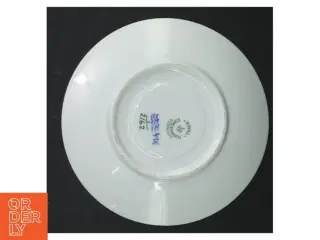 Blåt og hvidt porcelænsmønster tallerken, musselmalet fra Royal Copenhagen (str. Ø. 14,5 cm)
