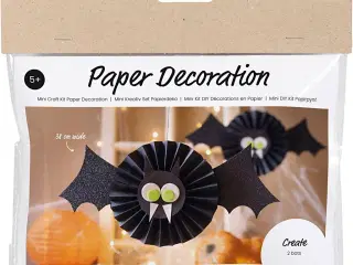 Mini DIY Kit Papirpynt, Flagermus, sort, hvid, 1 pk.