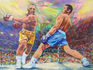 Maleri på lærred, "Knock out" 80x60 cm