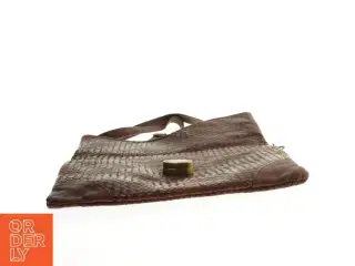 Brun skind skuldertaske (str. 33 x 20 cm)