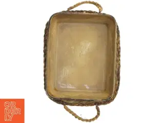 Rustik serveringsbakke med flettet kant (str. 26x20 cm)