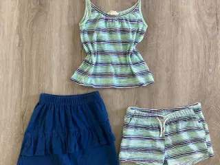 Nederdel, shorts og top str. 122/128