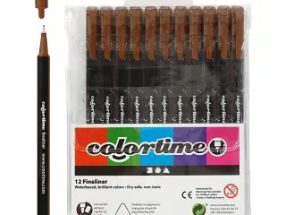 Colortime Fineliner Tusch, Brun, 12 stk. - 0,6-0,7 mm