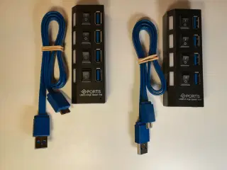 4-Ports USB 3.0 Hub, 2 stk. sorte