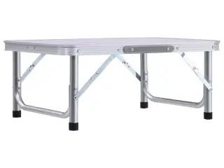 Foldbart campingbord 60x45 cm aluminium hvid