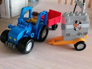 Dublo/ Lego Traktor med 2 slags påhængsvogne