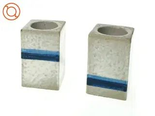 2 Ældre Keramik Fyrfadslys Lysestager (str. 9 x 6 cm)