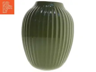 Rillet grøn vase fra Kahler (str. 26x20 cm)