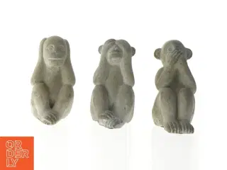 Tre vise abe-figurer i sten fra Villa Collection (str. 14 cm)