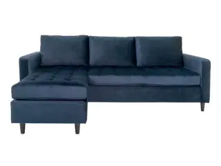 Velour sofa med flytbar chaiselong
