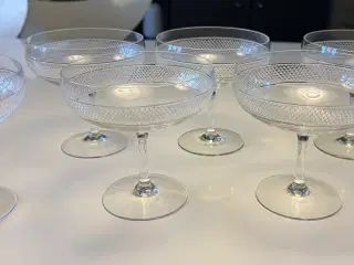 Champagneskåle 5 stk. med pyramideformet slibning