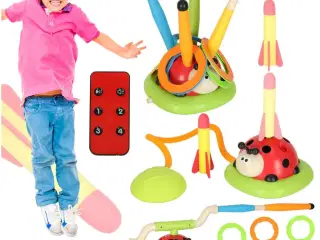 Udendørs legetøj 3-i-1 – mariehøne springespil, ringspil og raket-affyrer til børn