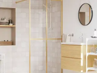Brusevæg 90x195 cm klart sikkerhedsglas guldfarvet
