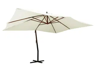 Hængeparasol 400x300 cm træstang sandhvid