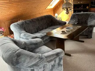 Velour sofa + 2 stole 