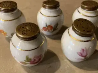 5 stk små gamle saltbøsser