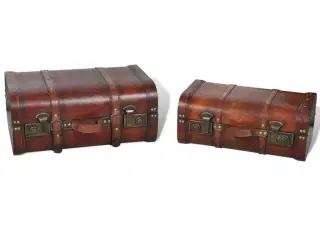 Skattekiste vintagestil 2 stk. brun træ