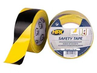 HPX sikkerhedstape gul/sort selvklæbende 50mm x 33m