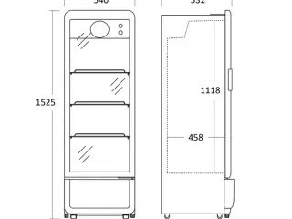  Displaykøleskab 240 L – 1525 x 540 x 560 mm