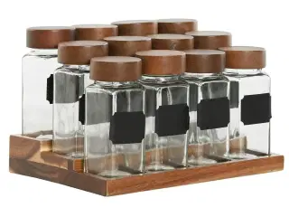 Krydderihylde med glas - 90 ml, 20,5 × 16,5 × 13 cm