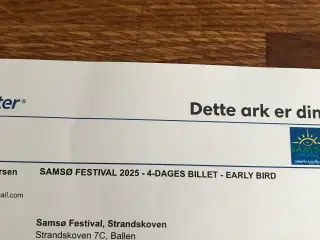 Samsø Festival 4-dages billet