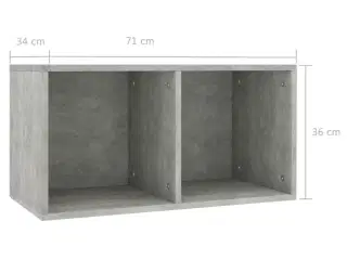 Opbevaringsreol til lp'er 71x34x36 cm konstrueret træ betongrå