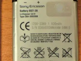 Originalt Sony Ericsson BST-38 Batteri Li-Ion 3.6V