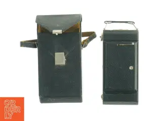 Antik kamera med læderetui fra Kodak (str. 17,5 x 8,5 cm)