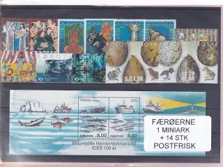 Færøerne - 1 Miniark + 14 Stk. - Postfrisk