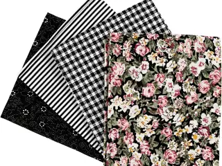 Patchworkstof, str. 45x55 cm, 100 g, sort, 4stk./ 1 bdt.