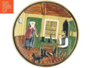 Dekorativ keramisk vægplatte (str. Ø 22 cm)