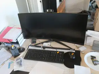Monitor AOC 34G2X, mus, tastatur, headset