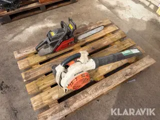 Løvblæser og hækkeklipper Stihl og jonsered