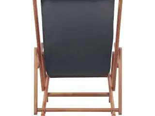Foldbar strandstol stof og træstel grå