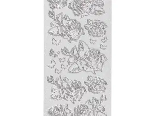 Sølvrøde Rosestickers 10x23 cm til Kreative Projekter