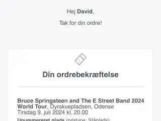 4 stk. Bruce Springsteen billetter Odense 9/7