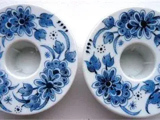 PLA Søde små porcelæn lysestager med blå blomster