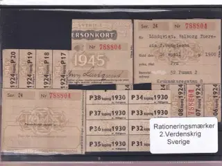 Rationeringsmærker - 2. Verdenskrig - Sverige