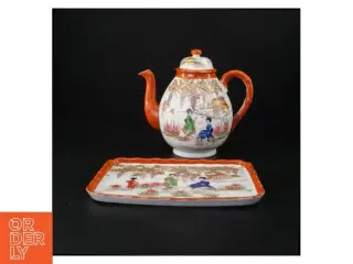 Kinesisk tepotte sæt (str. 22 x 16 cm og 20 x 20 cm)