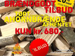 Brændgodt tilbud: Tørt Ahornbrænde, afhentet: