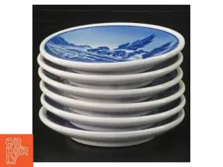 Blå- og hvidmønstrede porcelænstallerkener fra Royal Copenhagen (str. Ø. 8,5 cm. 6 styk)