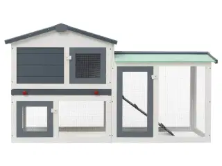 Stort udendørsbur til kæledyr 145x45x84 cm træ grå hvid