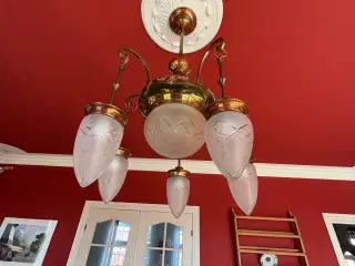 Antik lofts lampe. Messing og kobber