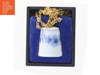 Porcelænsklokke vedhæng med guldkæde fra B&G (str. 59 cm)